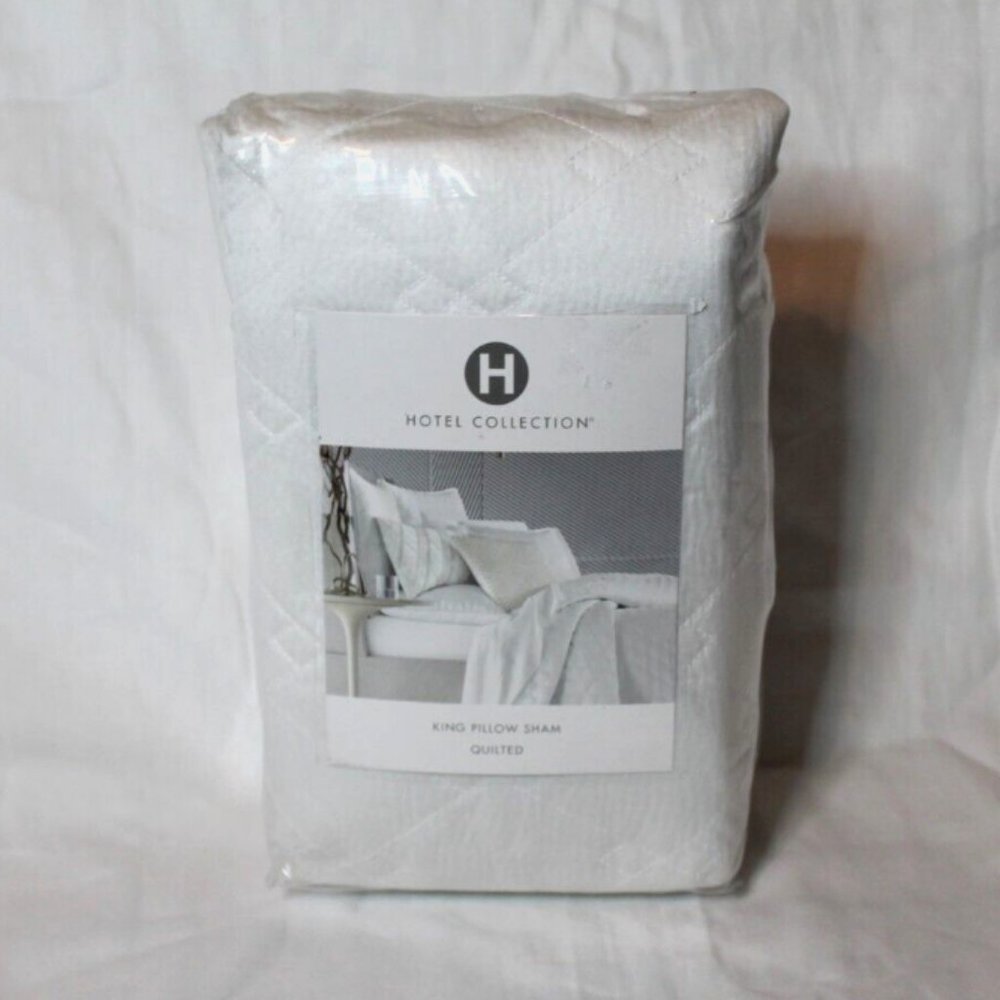 Hotel Collection Shifted Diamond KING Quilted Pillow Sham White NEW